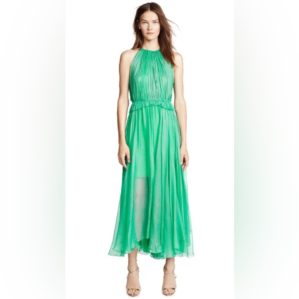 Maria Lucia Hohan Silk Kamile Halterneck Dress Emerald Green US 6